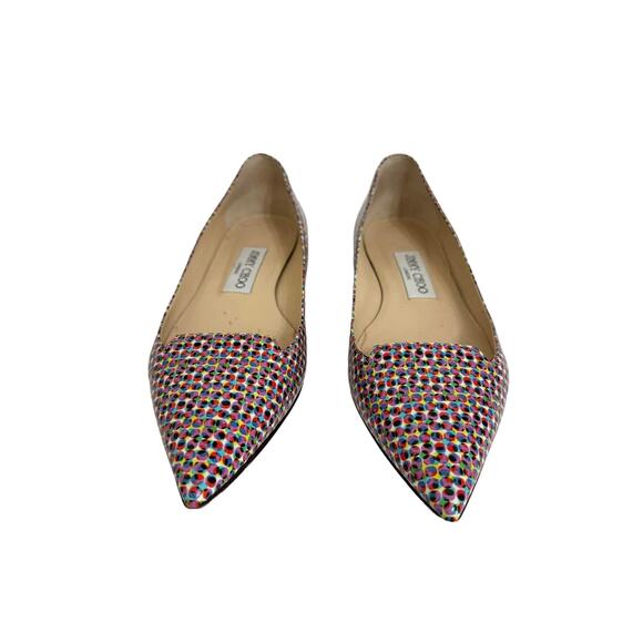Jimmy Choo Attila Patent Pointed‎ Toe Ballet Flat Shoes Multicolor EU 36.5 - Picture 3 of 8